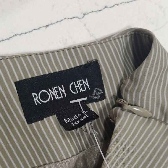 Ronen Chen Tan Midi A-Line Iris Skirt Pleated Work Sz 4 New With Tags - Picture 6 of 14